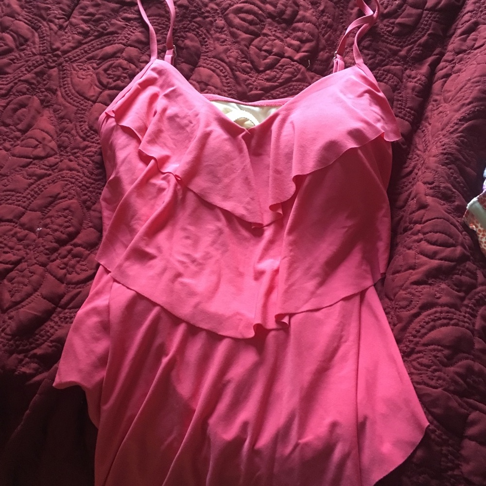 Coral layered tankini top